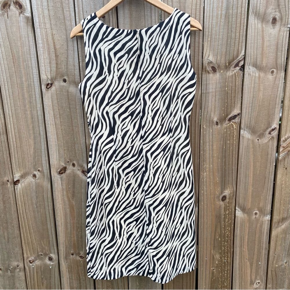 David Warren New York Zebra Print Sheath Dress Size 6 Vintage - Picture 4 of 5
